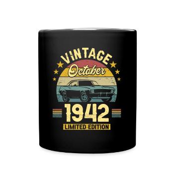 Vintage October 1942 80 Years Anniversary - Full Colour Mug - black - Front