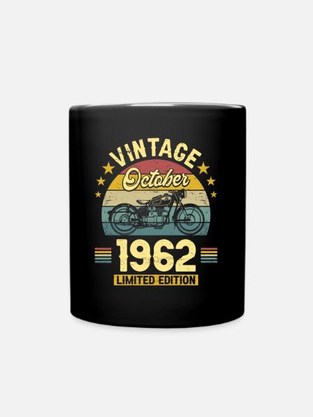 Vintage October 1962 60 Years Anniversary - Full Colour Mug - black