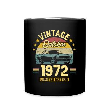 Vintage October 1972 50 Years Anniversary - Full Colour Mug - black - Front