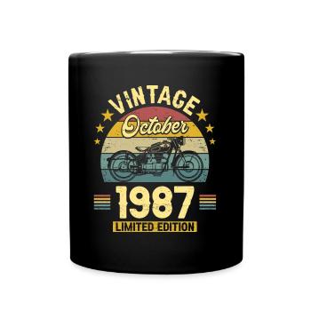 Vintage October 1987 35 Years Anniversary - Full Colour Mug - black - Front