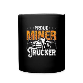 Bergbau-Fernlastfahrer Stolzer Bergmann-LKW - Tasse einfarbig - Schwarz - Vorne
