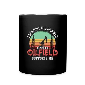Travailleurs des champs pétrolifères Je soutiens Oilfield Plant Retro - Mug uni - noir - Devant
