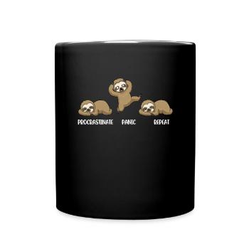 Procrastinate Panic Prokrastination Geschenk - Tasse einfarbig - Schwarz - Vorne
