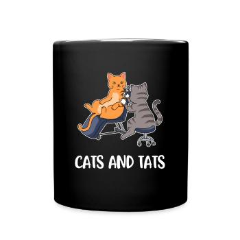 Cats And Tats Tattoo Gift - Full Colour Mug - black - Front