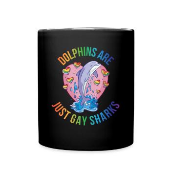 Les dauphins ne sont que des cadeaux de dauphins de requin gay - Mug uni - noir - Devant