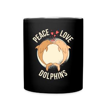 Peace Love Dolphins Delphin Geschenk - Tasse einfarbig - Schwarz - Vorne