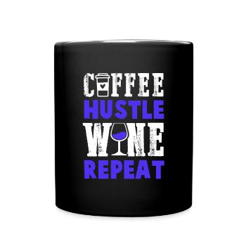 coffee wine repeat - Full Colour Mug - black - Front