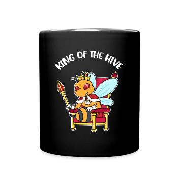 King Of The Hive Bienen Geschenk - Tasse einfarbig - Schwarz - Vorne