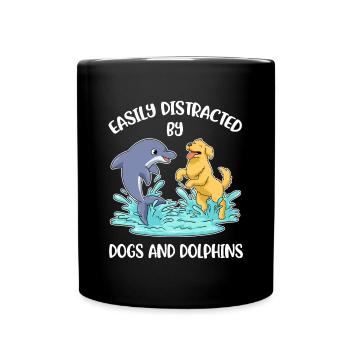 Distrait par les chiens et les dauphins Dolphin Gift - Mug uni - noir - Devant