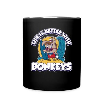 Life Is Better With Donkeys Esel Geschenk - Tasse einfarbig - Schwarz - Vorne
