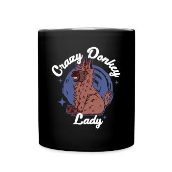 Crazy Donkey Lady Esel Geschenk - Tasse einfarbig - Schwarz - Vorne