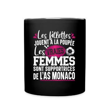 Monaco Supportrice Football Cadeau Femme Girly - Mug uni - noir - Devant