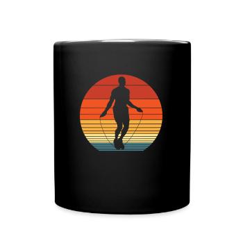 Retro Silhouette Corde à sauter Homme Corde à sauter - Mug uni - noir - Devant