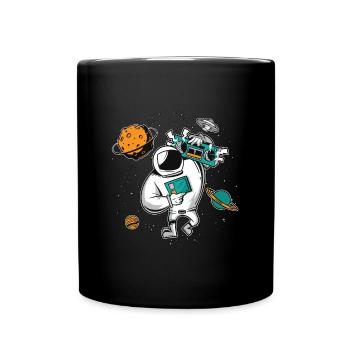Astronomy Moon Music Lover Radio Space Universe - Full Colour Mug - black - Front