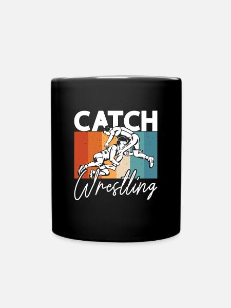 Catch Wrestling Wrestler Sport Retro Grappling - Full Colour Mug - black