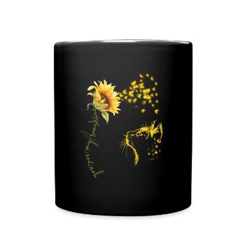 You are my Sunshine Sunflower ButterflyCat - Full Colour Mug - black - Front