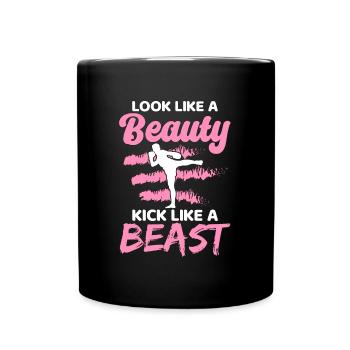 Muay Thai Look Like A Beauty Fighter Thai Boxing - Full Colour Mug - black - Front