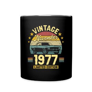 Vintage November 1977 45 years Anniversary - Full Colour Mug - black - Front
