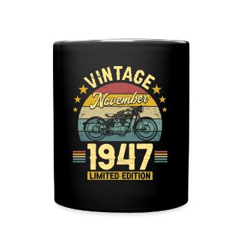 Vintage November 1947 75 years anniversary - Full Colour Mug - black - Front