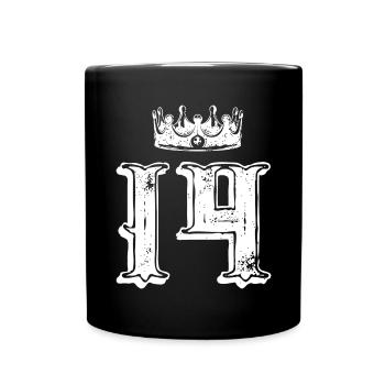 14 Zahl Krone - Tasse einfarbig - Schwarz - Vorne