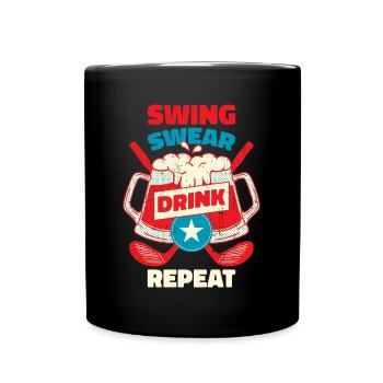 Swing Swear Drink Repeat Golf Golf Gift - Full Colour Mug - black - Front