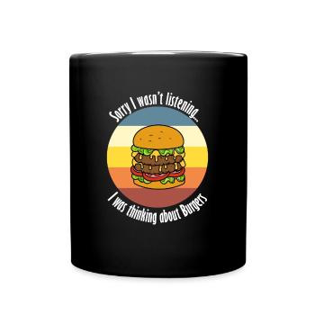 Hamburger mangeant une citation drôle de délicieux - Mug uni - noir - Devant