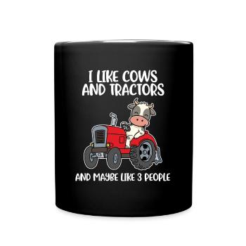 Vache et tracteurs Cadeau de vache - Mug uni - noir - Devant