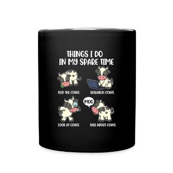 Ce que je fais dans mon temps libre Cow Cow Gift - Mug uni - noir - Devant