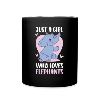 Just A Girl Who Loves Elephants Elefant Geschenk - Tasse einfarbig - Schwarz - Vorne