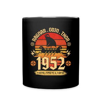 Viking Vintage 1952 70 Jahre Jubiläum - Tasse einfarbig - Schwarz - Vorne