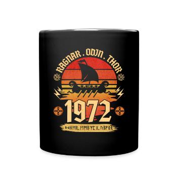 Viking Vintage 1972 50 Jahre Jubiläum - Tasse einfarbig - Schwarz - Vorne