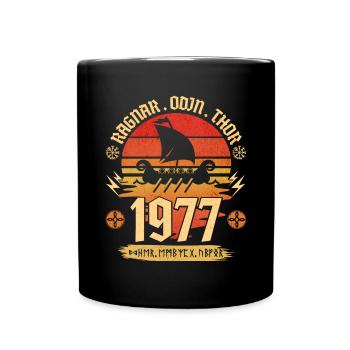Viking Vintage 1977 45 Jahre Jubiläum - Tasse einfarbig - Schwarz - Vorne