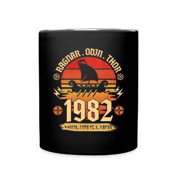 Viking Vintage 1982 40 Jahre Jubiläum - Tasse einfarbig - Schwarz - Vorne