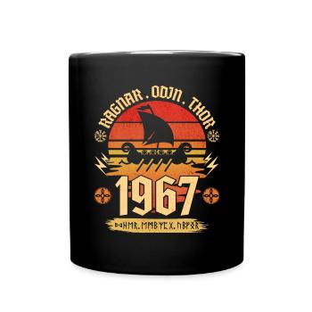 Viking Vintage 1967 55 Jahre Jubiläum - Tasse einfarbig - Schwarz - Vorne