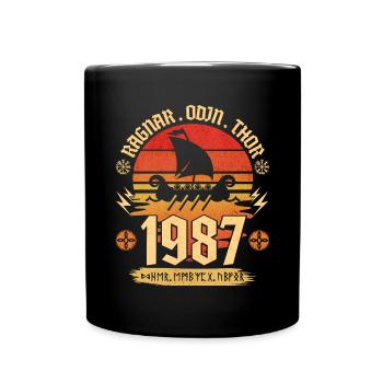 Viking Vintage 1987 35 Jahre Jubiläum - Tasse einfarbig - Schwarz - Vorne