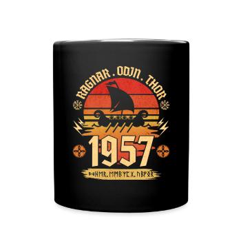Viking Vintage 1957 65 Jahre Jubiläum - Tasse einfarbig - Schwarz - Vorne