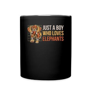 Just A Boy Who Loves Elephants Elefant Geschenk - Tasse einfarbig - Schwarz - Vorne