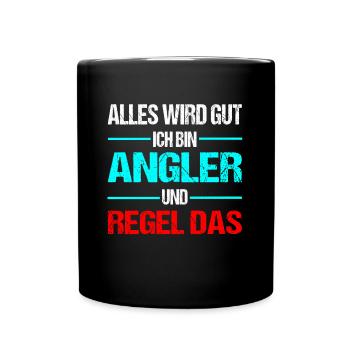 Angler Regel Das Angeln Hecht Angler Geschenk - Tasse einfarbig - Schwarz - Vorne