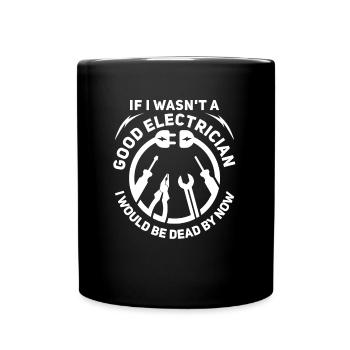 Electrician Electronics Technician Construction Electrician - Full Colour Mug - black - Front