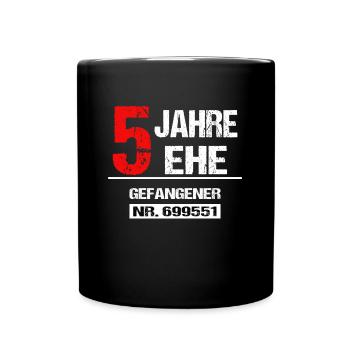 5 Jahre Ehe Gefangener Verheiratet Hochzeitstag - Tasse einfarbig - Schwarz - Vorne