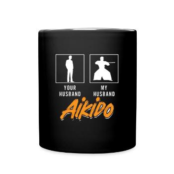 Aïkido Ton Mari Mon Mari Combattant Samouraï - Mug uni - noir - Devant
