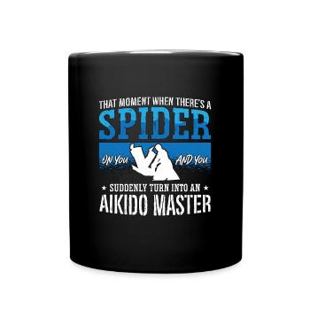 Aikido There's A Spider Fighter Martial Arts Fight - Full Colour Mug - black - Front