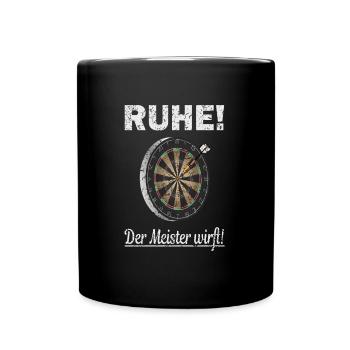 DART - RUHE - Der Meister wirft! - Ich spiele DART - Tasse einfarbig - Schwarz - Vorne