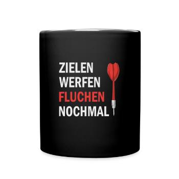 DART - ZIELEN-WERFEN-FLUCHEN-NOCHMAL - spiele DART - Tasse einfarbig - Schwarz - Vorne