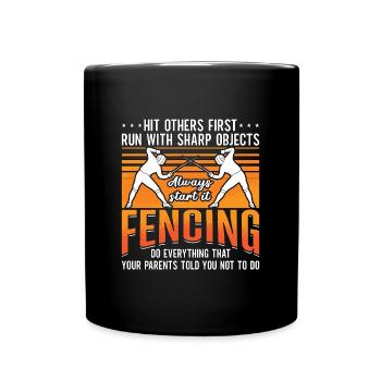 Fencing Hit Others First Retro Epee Fighter Fencer - Full Colour Mug - black - Front