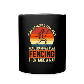 Fencing Some Grandpas Take Retro Sword Duel Fencer - Tasse einfarbig - Schwarz - Vorne
