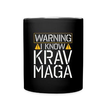 Krav Maga Warning I Know Contact Fight MMA Fighter - Full Colour Mug - black - Front