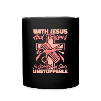 Friseur Hairstylist Jesus - Tasse einfarbig - Schwarz - Vorne