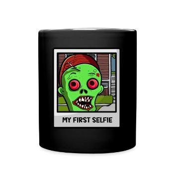Mon premier selfie - Illustration de zombie amusante - Mug uni - noir - Devant