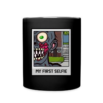 Mon premier selfie - Illustration de zombie amusante - Mug uni - noir - Devant
